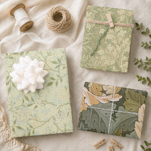 Vintage Morris Foliage Jasmine Acanthus Leaves Wrapping Paper Sheet