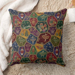 Vintage Mosaic Nutcracker Ballet Festive Custom Cushion