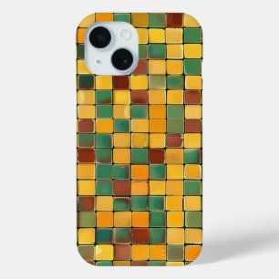 Vintage Mosaic Squares Phone Case in Earthy Tones