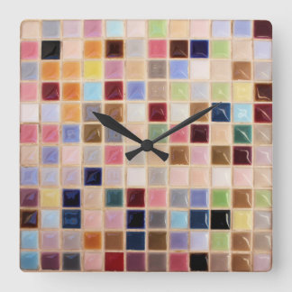 Vintage Mosaic Tile Grid Square Wall Clock