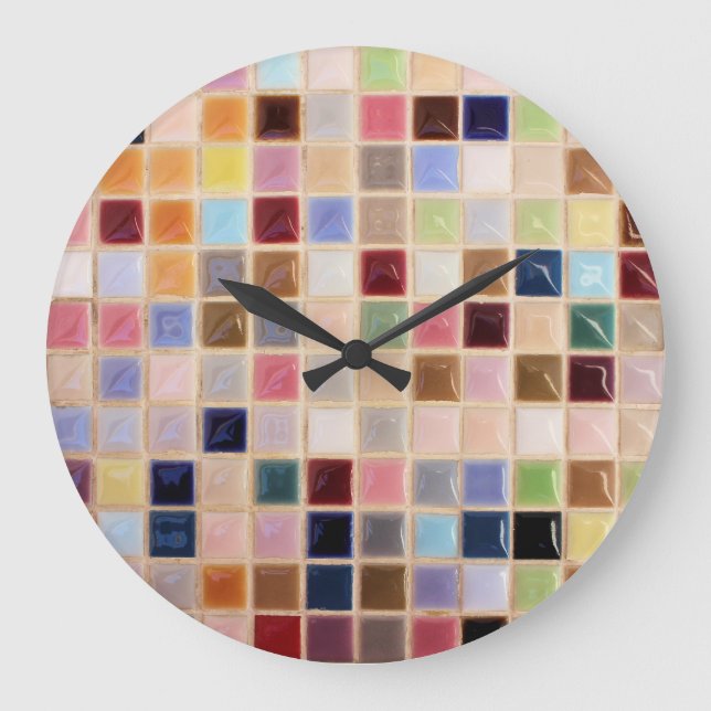 Vintage Mosaic Tiles Large Clock (Front)