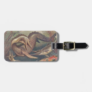 Vintage Mosasaurus vs. Ichthyosaurs Print Luggage Tag