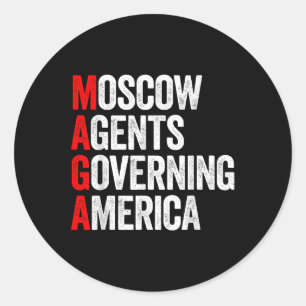 Vintage Moscow Agents Governing America Anti Trump Classic Round Sticker