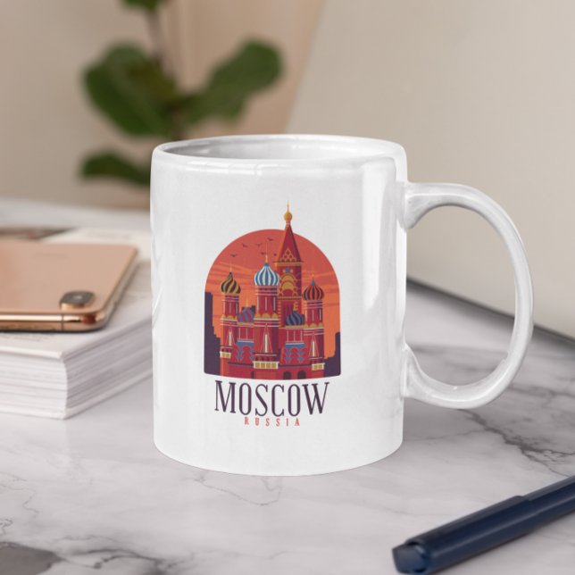 Vintage Moscow Russia Kremlin Skyline Coffee Mug (Vintage Moscow Russia Kremlin Skyline Coffee Mug)