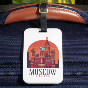 Vintage Moscow Russia Kremlin Skyline Luggage Tag