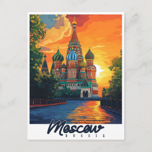 Vintage Moscow, Russia Travel Postcard