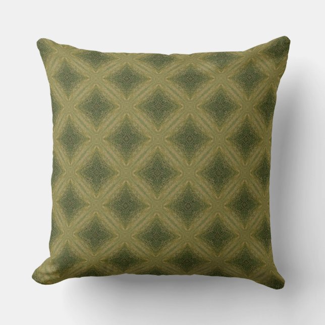 Vintage Moss Green Star Mirage Design Throw Pillow (Front)