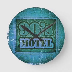 Vintage Motel 1990s Art Design Round Clock