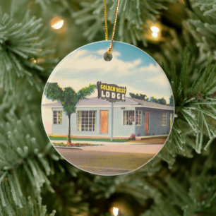 Vintage Motel, Golden West Lodge Hotel with Palms Ceramic Tree Decoration