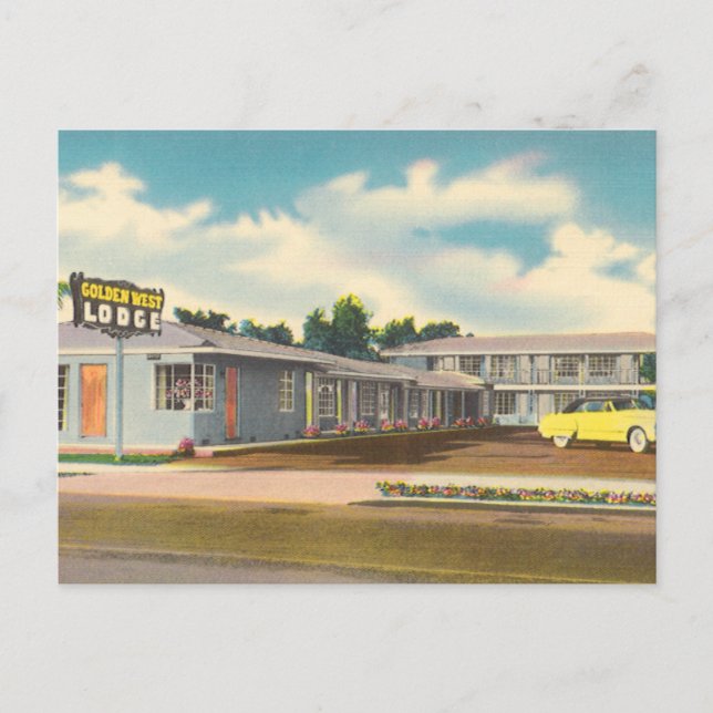 Vintage Motel, Golden West Lodge Hotel with Palms Postcard (Front)