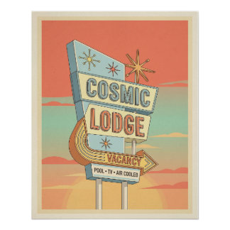 Vintage Motel Sign Poster 1960s