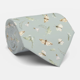 Vintage Moth Butterfly Pattern Tie