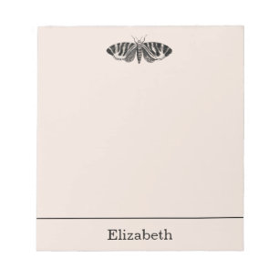 Vintage Moth Illustration Black and Buff Notepad