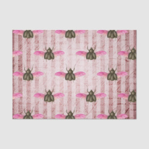 Vintage Moth Striped  Tissue Paper