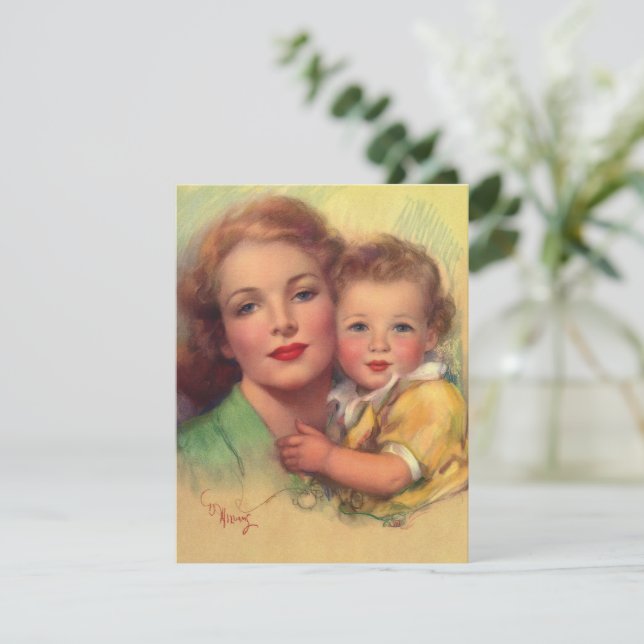 Vintage Mother and Baby Family Portrait Invitation (Standing Front)