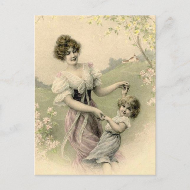 Vintage Mother and Child Dancing Postcard (Front)