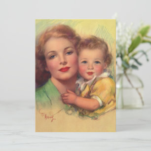 Vintage Mother and Child Family Portrait Invitation