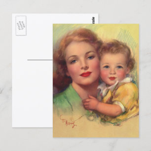 Vintage Mother and Child Family Portrait Postcard