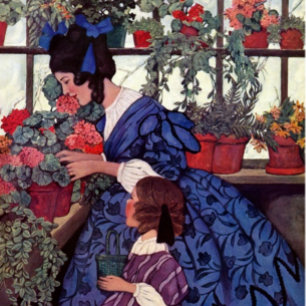 Vintage Mother and Child in Greenhouse Mug