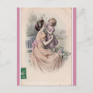 Vintage Mother and Daughter Postcard