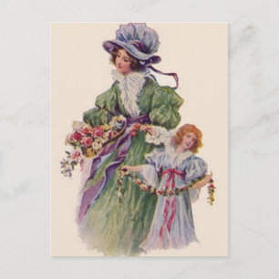 Vintage Mother And Daughter Postcard