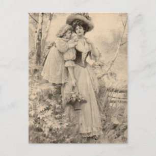 Vintage Mother And Daughter Postcard