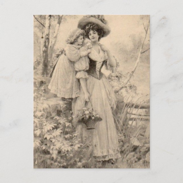 Vintage Mother And Daughter Postcard (Front)