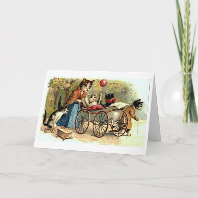 Vintage Mother Cat and Kittens Mother's Day Card (Front)