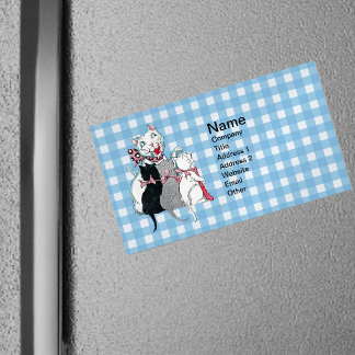 Vintage Mother Cat Three Kittens Pink Bows Magnetic Business Card