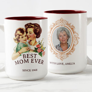 Vintage Mother & Daughter Best Mum Ever Photo Two-Tone Coffee Mug