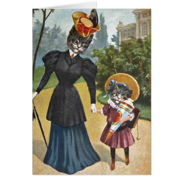 Vintage - Mother & Daughter Cats, (Front)