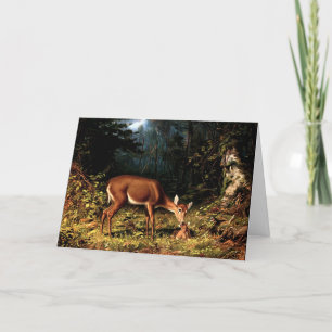 Vintage Mother Deer and Baby Mother's Day Holiday  Card