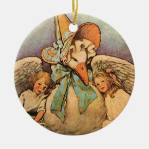 Vintage Mother Goose Children Jessie Willcox Smith Ceramic Tree Decoration
