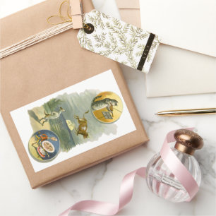 Vintage Mother Goose Nursery Rhyme Hey Diddle Rectangular Sticker