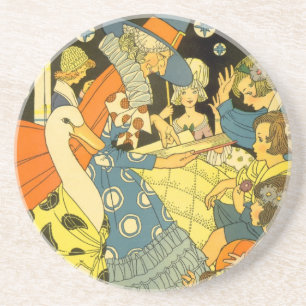 Vintage Mother Goose Reading Books to Children Coaster