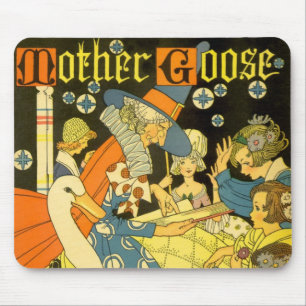 Vintage Mother Goose Reading Books to Children Mouse Mat