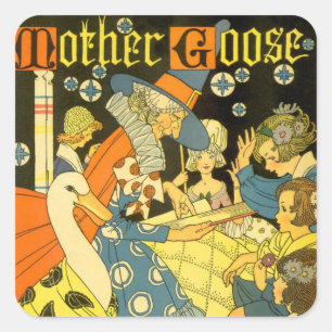 Vintage Mother Goose Reading Books to Children Square Sticker