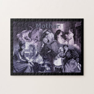 Vintage Mothers and Children Collage Mother's Day Jigsaw Puzzle