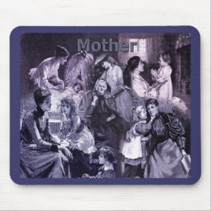Vintage Mothers and Children Collage Mouse Mat