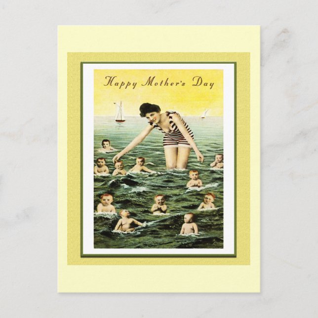 Vintage Mother's Day Baby Swimmers Postcard (Front)