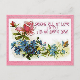 Vintage Mothers Day Flowers Postcard
