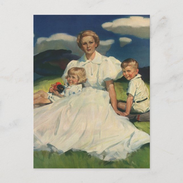 Vintage Mother's Day, Mom with Children Postcard (Front)