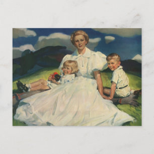 Vintage Mother's Day, Mom with Children Postcard