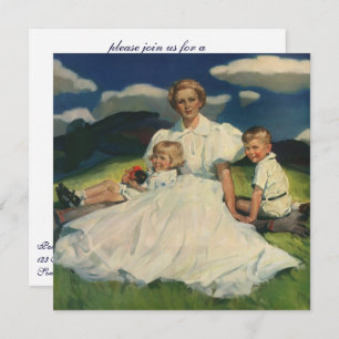 Vintage Mother's Day, Mum with Children Invitation