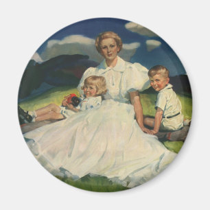 Vintage Mother's Day, Mum with Children Magnet