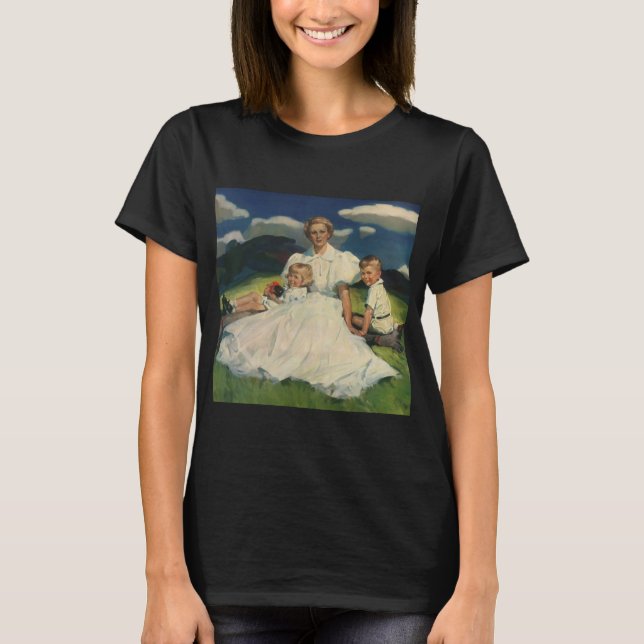 Vintage Mother's Day, Mum with Children T-Shirt (Front)