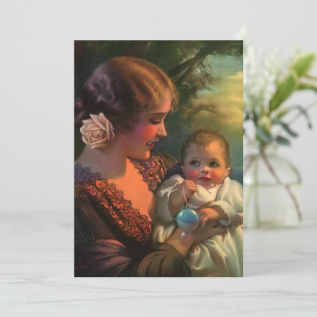 Vintage Mother's Day Portrait, Baby Shower Invitation (Standing Front)