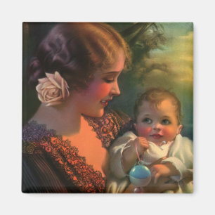 Vintage Mother's Day Portrait, Mum and Baby Magnet