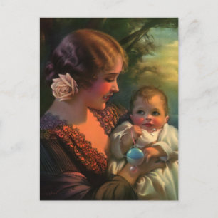 Vintage Mother's Day Portrait, Mum and Baby Postcard