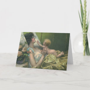 Vintage Mother's Day, Victorian Mum with Baby Card